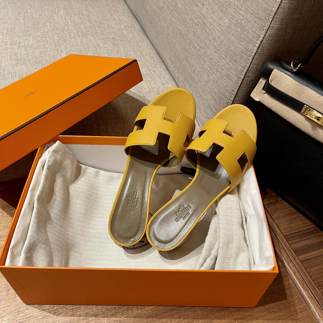Hermes Shoes High Heel Pumps Amber Yellow Sewing Summer Collection