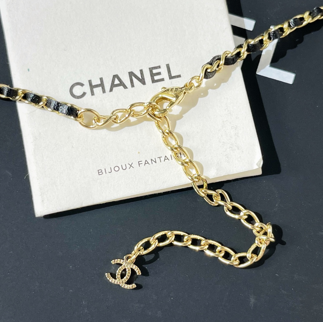 新款☑️CHANEL香奈儿双c黑桃心项链