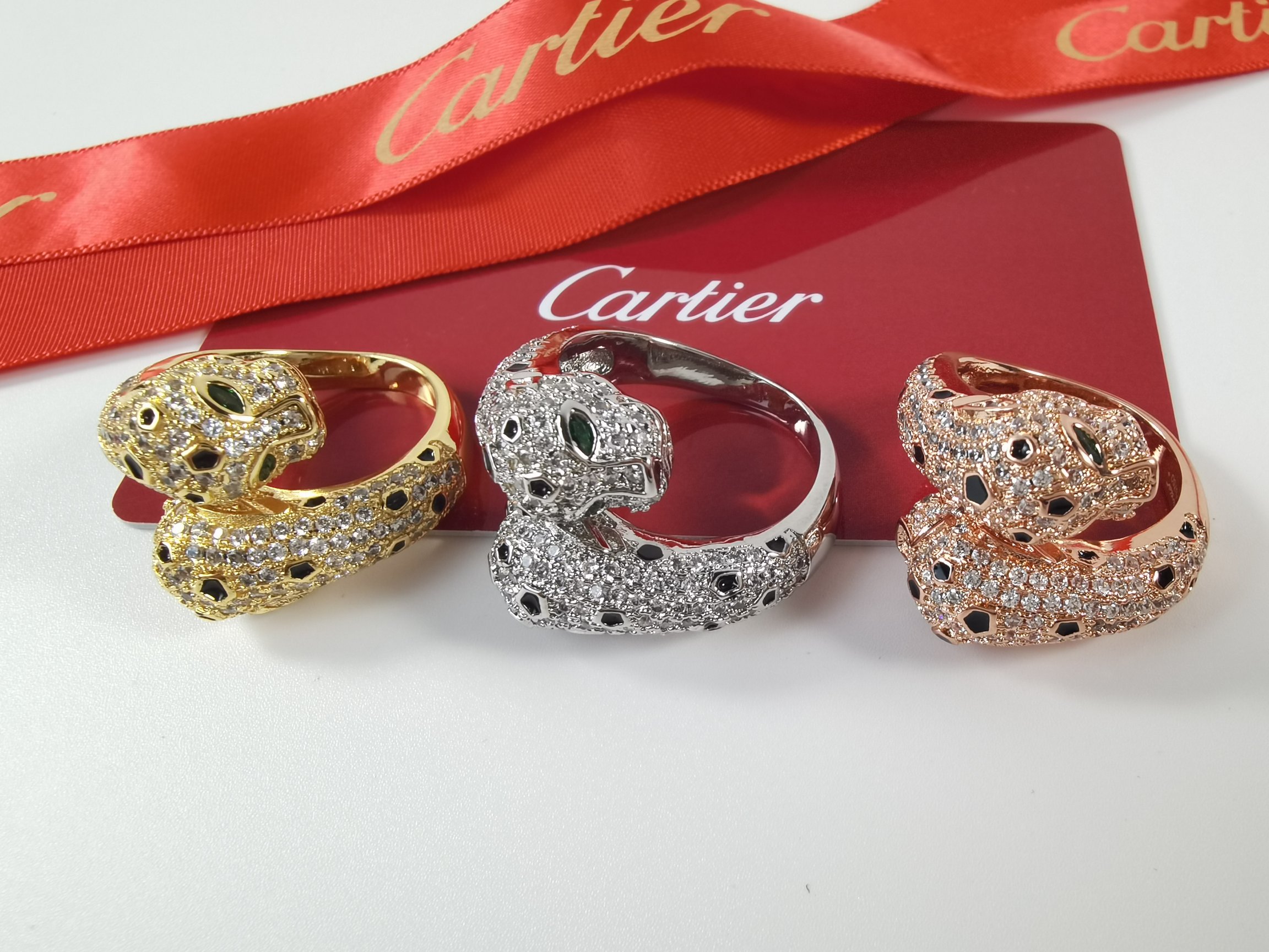 Cartier Joyas Anillo Oro Verde Estampado de leopardo Amarillo Universal para hombres y mujeres