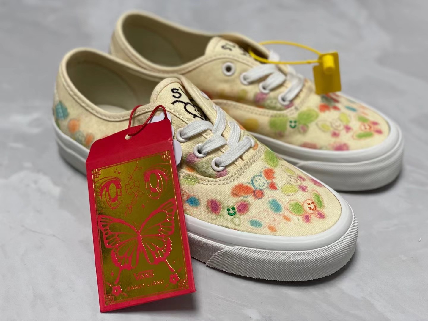 F5 市面最优正确版本原鞋开模VANS Sandy Liang联名蝴蝶花瓣涂鸦Aut低帮帆布鞋板鞋