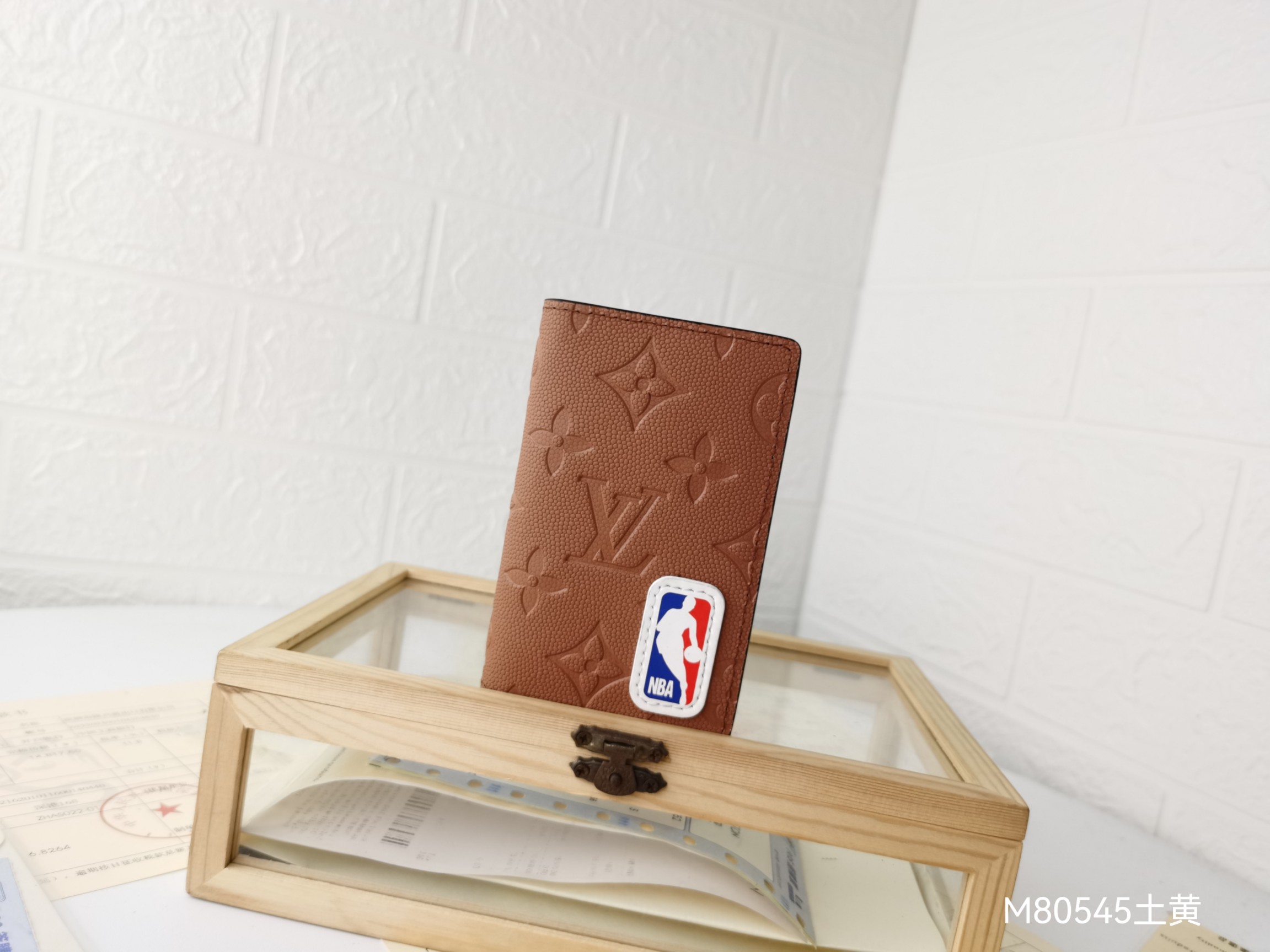 Genuine leather card holder front view
