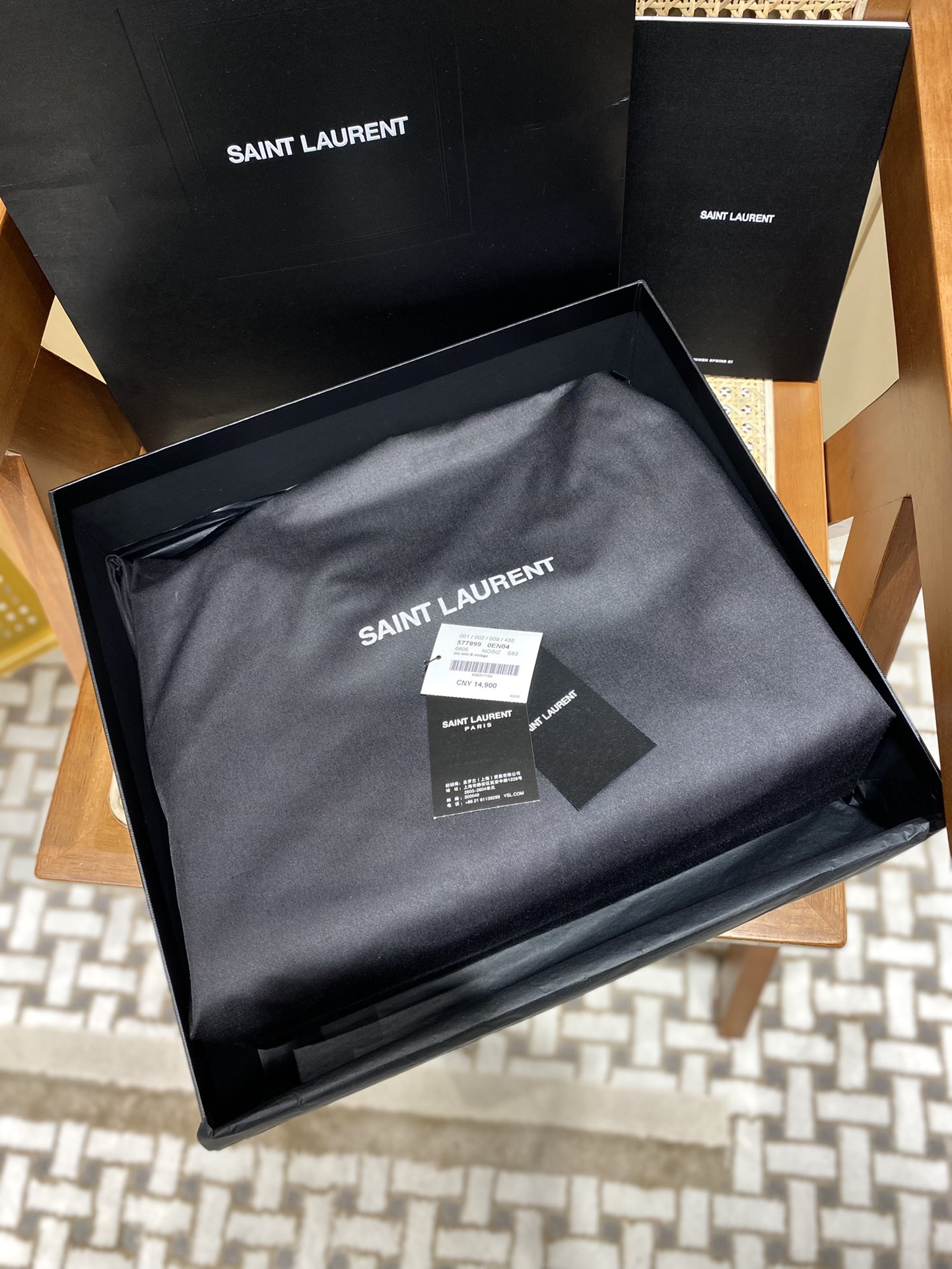 YSL NIKI SHOPPING BAG 33CM 577999奶茶色油蜡牛皮