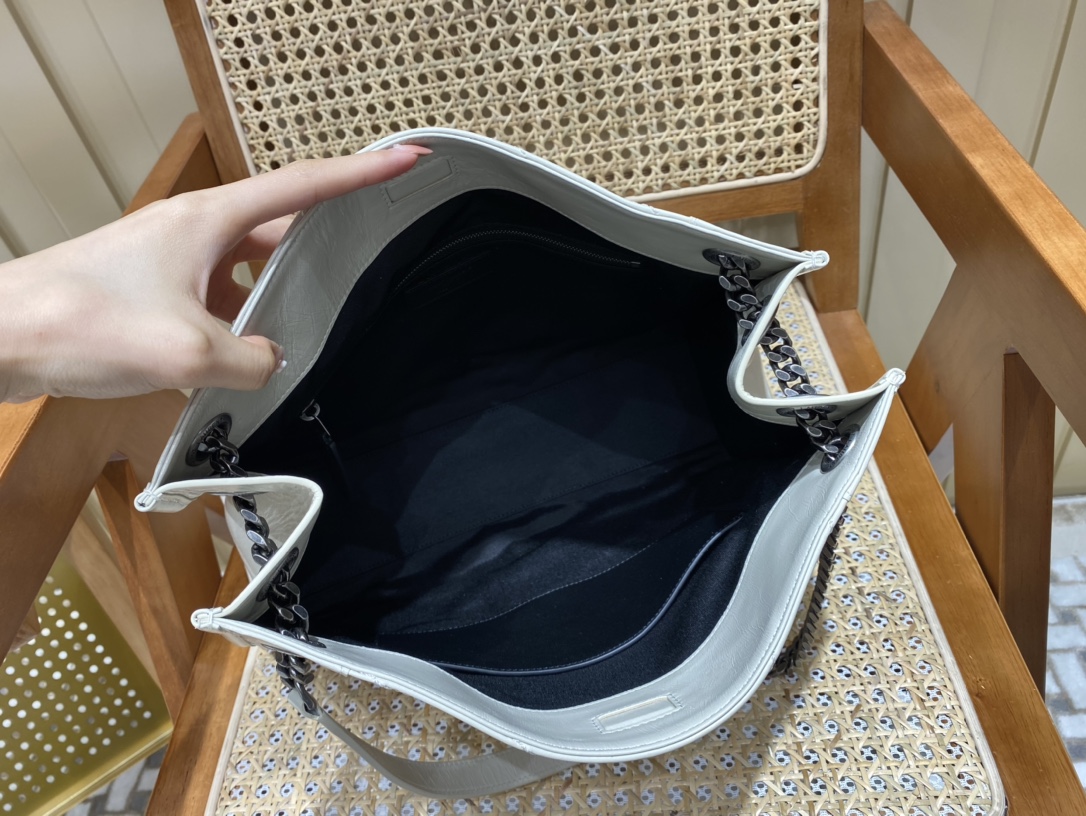 YSL NIKI SHOPPING BAG 33CM 577999奶白色油蜡牛皮