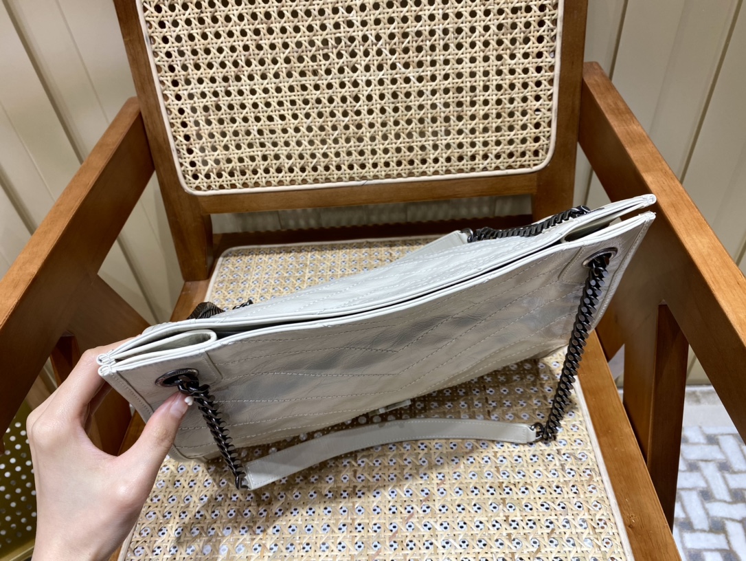 YSL NIKI SHOPPING BAG 33CM 577999奶白色油蜡牛皮