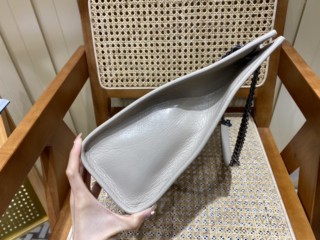 YSL NIKI SHOPPING BAG 33CM 577999奶茶色油蜡牛皮