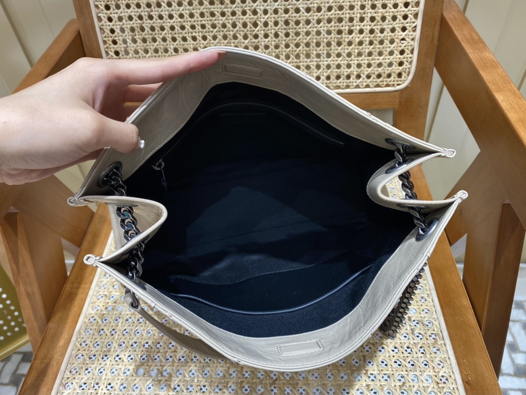 YSL NIKI SHOPPING BAG 33CM 577999奶茶色油蜡牛皮