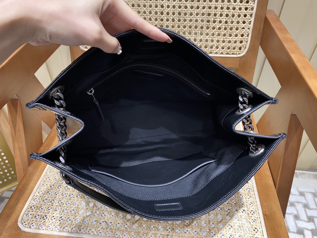 YSL NIKI SHOPPING BAG 33CM 577999黑色油蜡牛皮