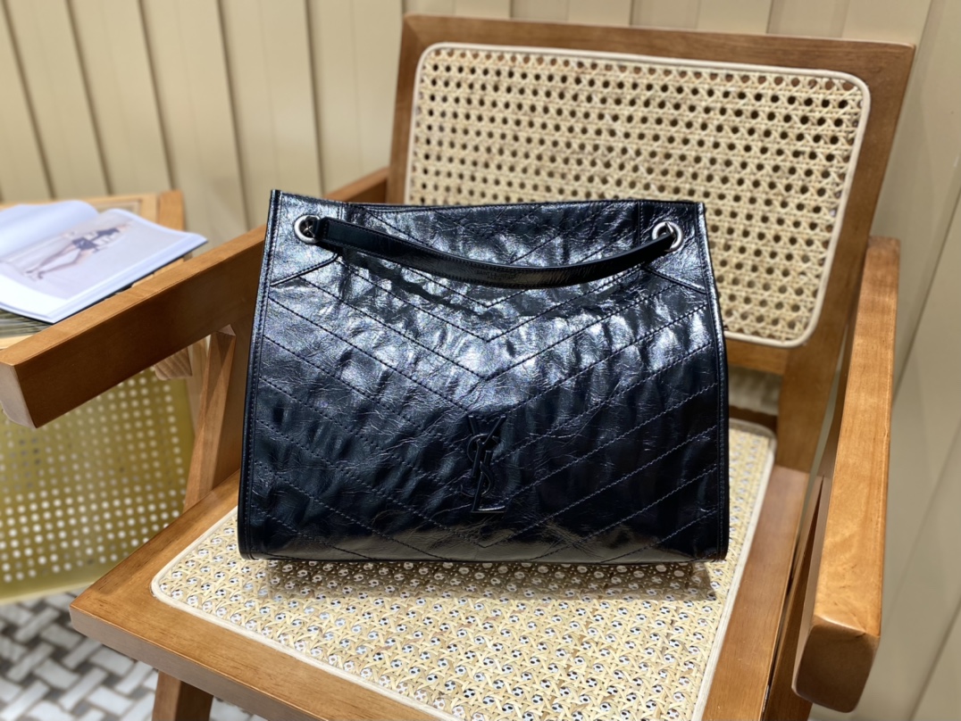 YSL NIKI SHOPPING BAG 33CM 577999黑色油蜡牛皮