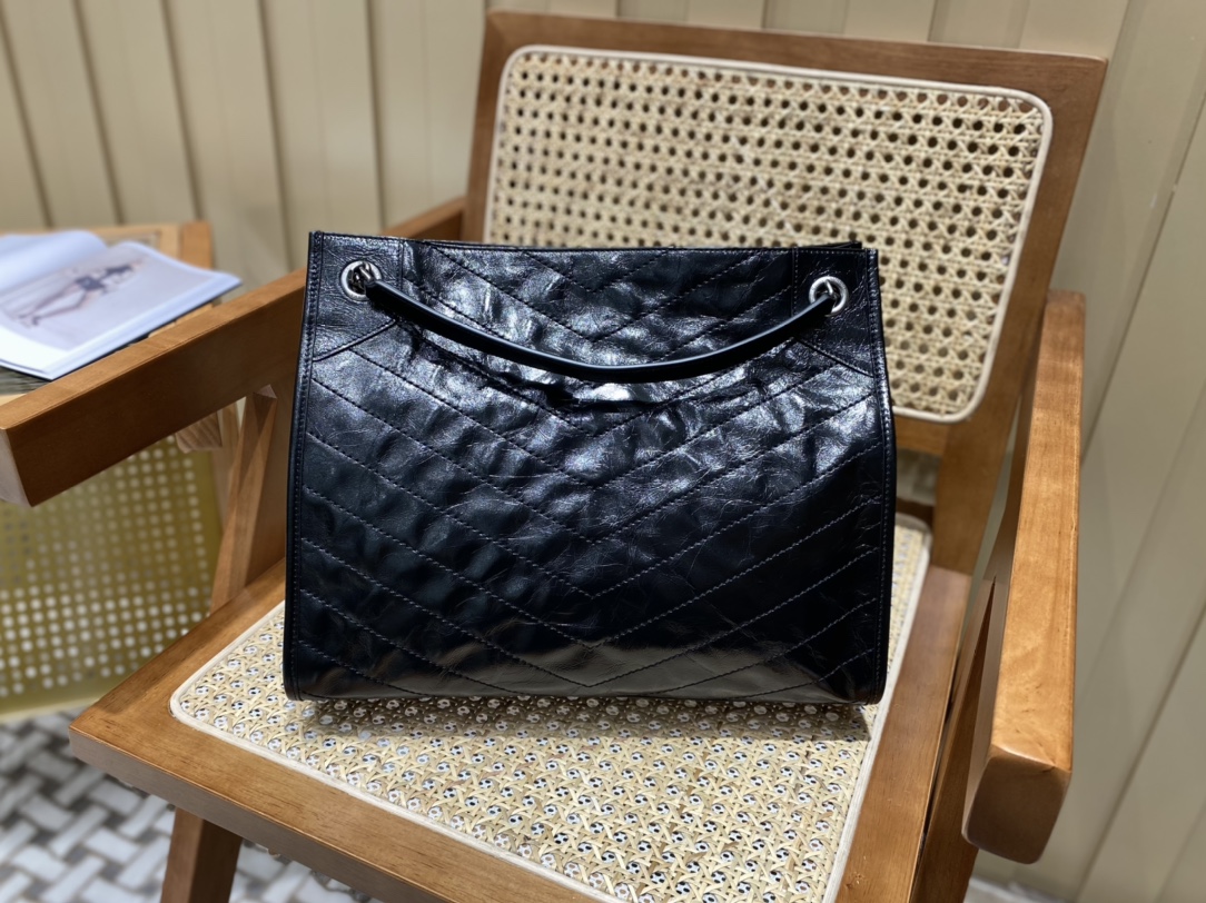YSL NIKI SHOPPING BAG 33CM 577999黑色油蜡牛皮