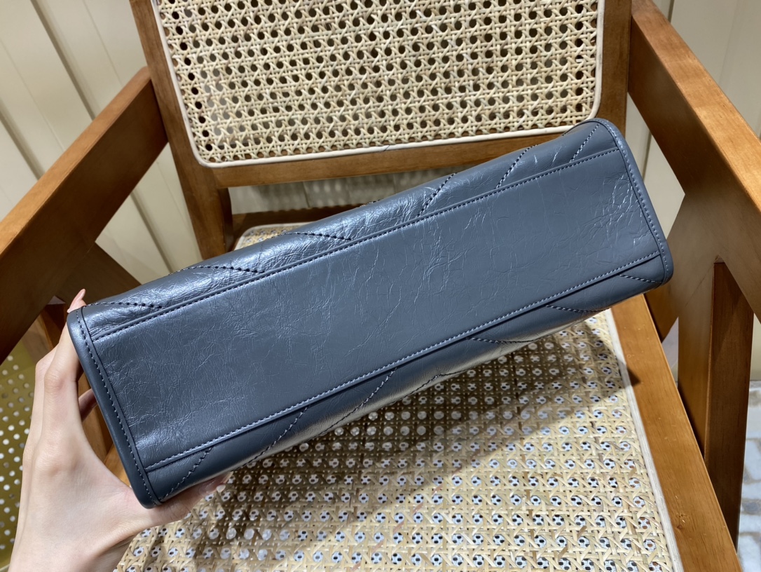 YSL NIKI SHOPPING BAG 33CM 577999深灰色油蜡牛皮