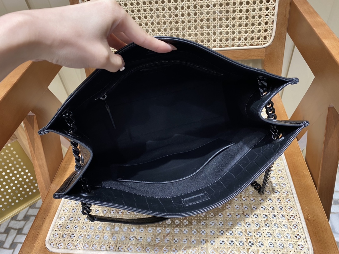 YSL NIKI SHOPPING BAG 33CM 577999黑色鳄鱼纹