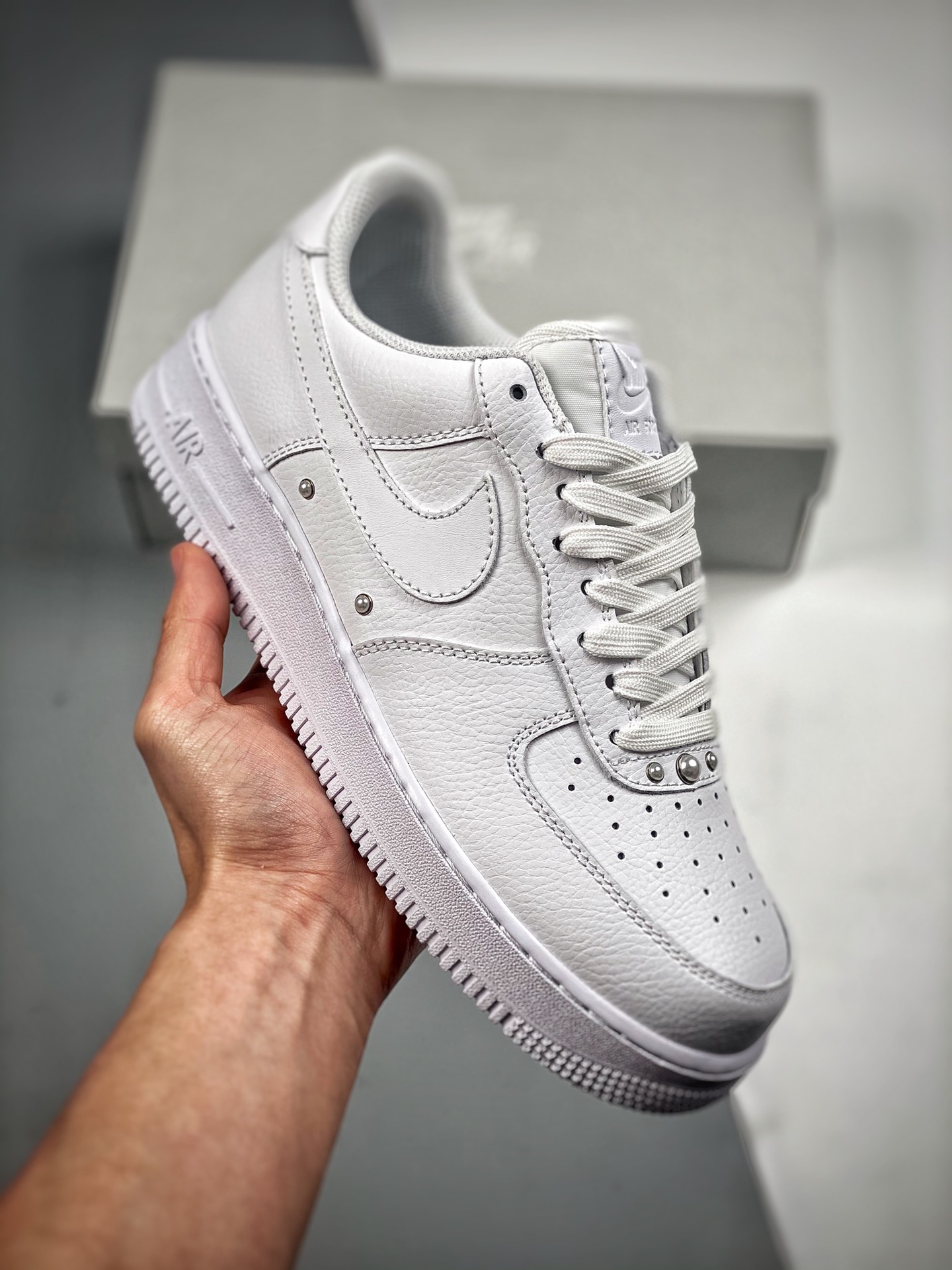 Nike Air Force 1 Low 07 blanco perla, zapatillas de skate casual de caña baja. Ante de fábrica original, horma y planti…