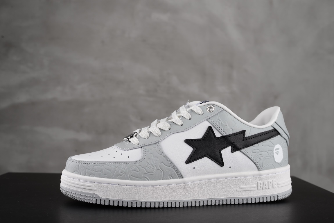 Serie recientemente popular, pronto habrá más colores Bape Sta Low Blanco Gris En relieve Tamaño 36 36.5 37.5…