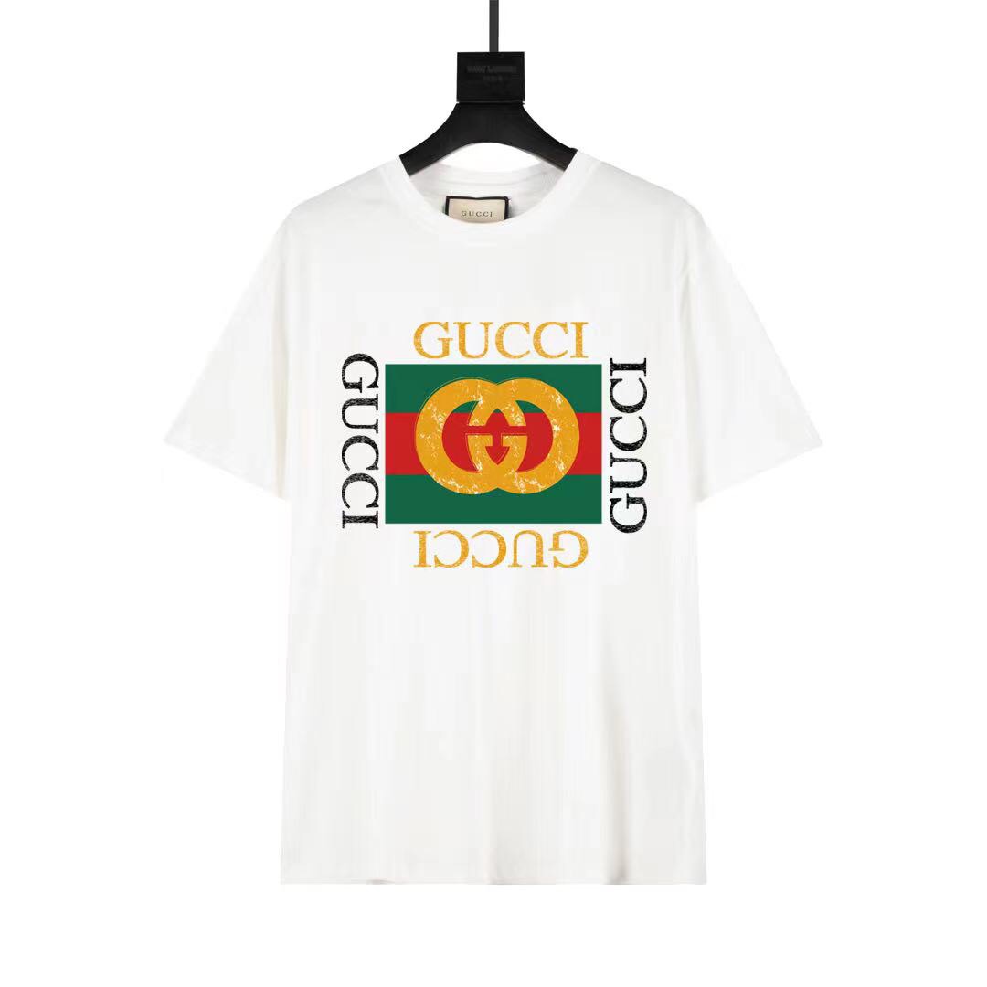 Camiseta de manga corta GUCCI 20ss de nueva temporada de primavera, con estampado frontal del logo, con estilo y a la m…