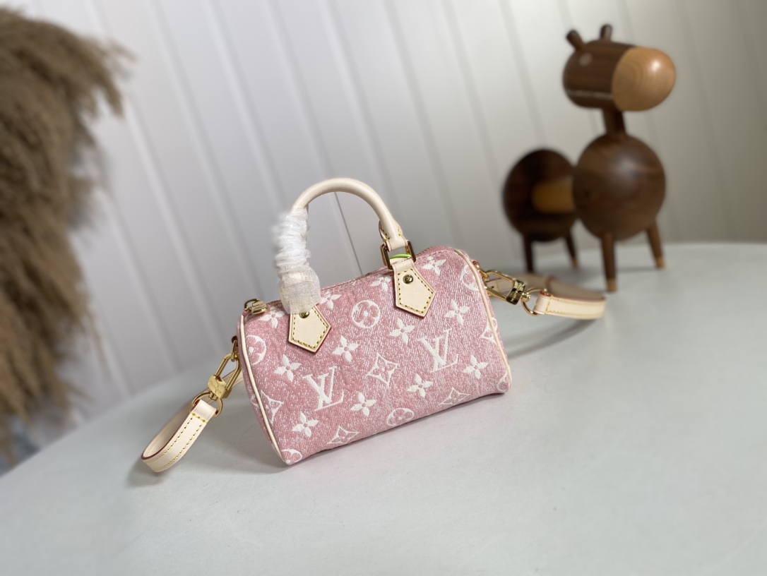 Louis Vuitton LV Speedy Handbags Crossbody & Shoulder Bags Blue Pink Knitting M81213