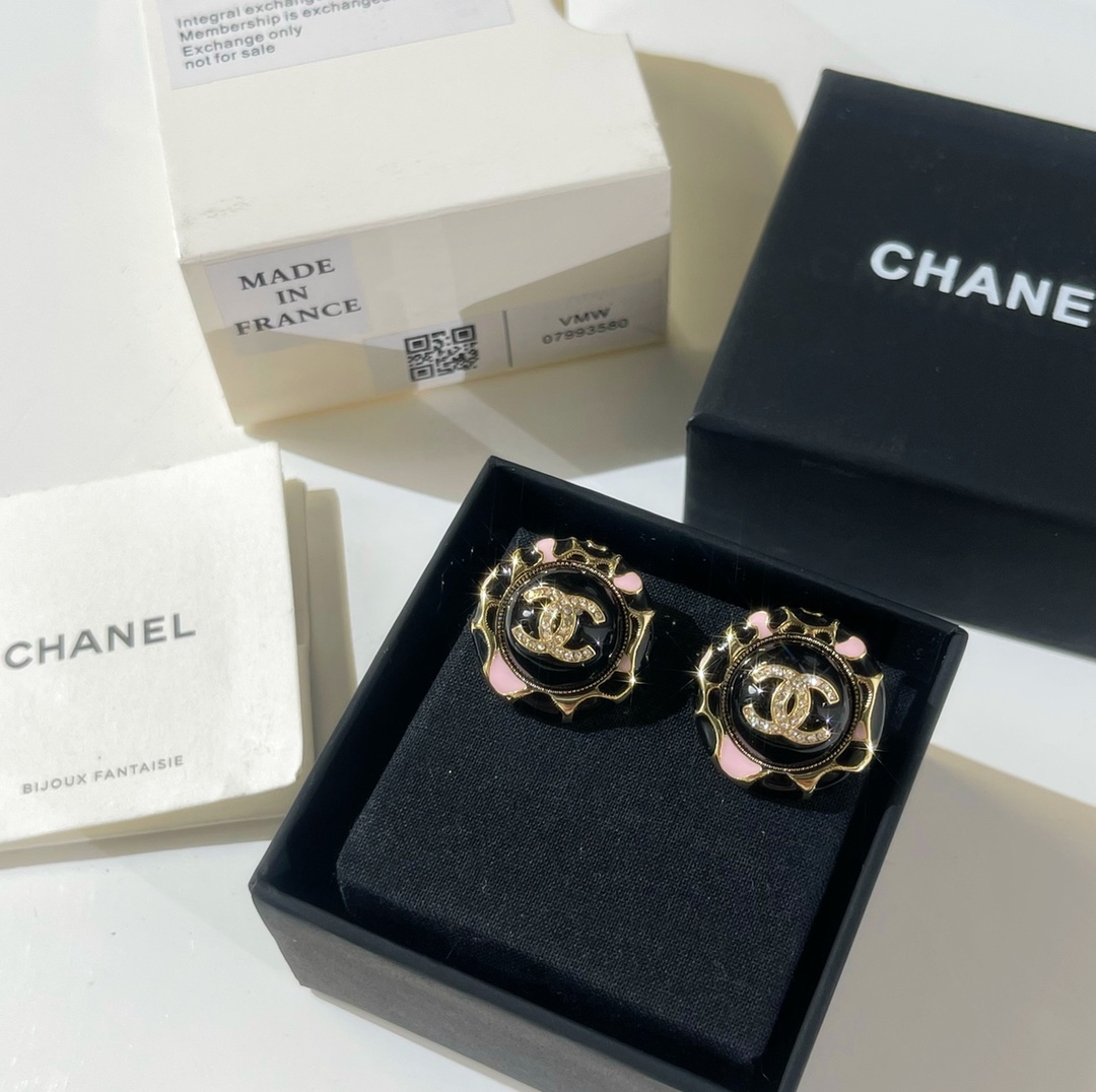 新款☑️CHANEL香奈儿双c豹纹耳钉耳环