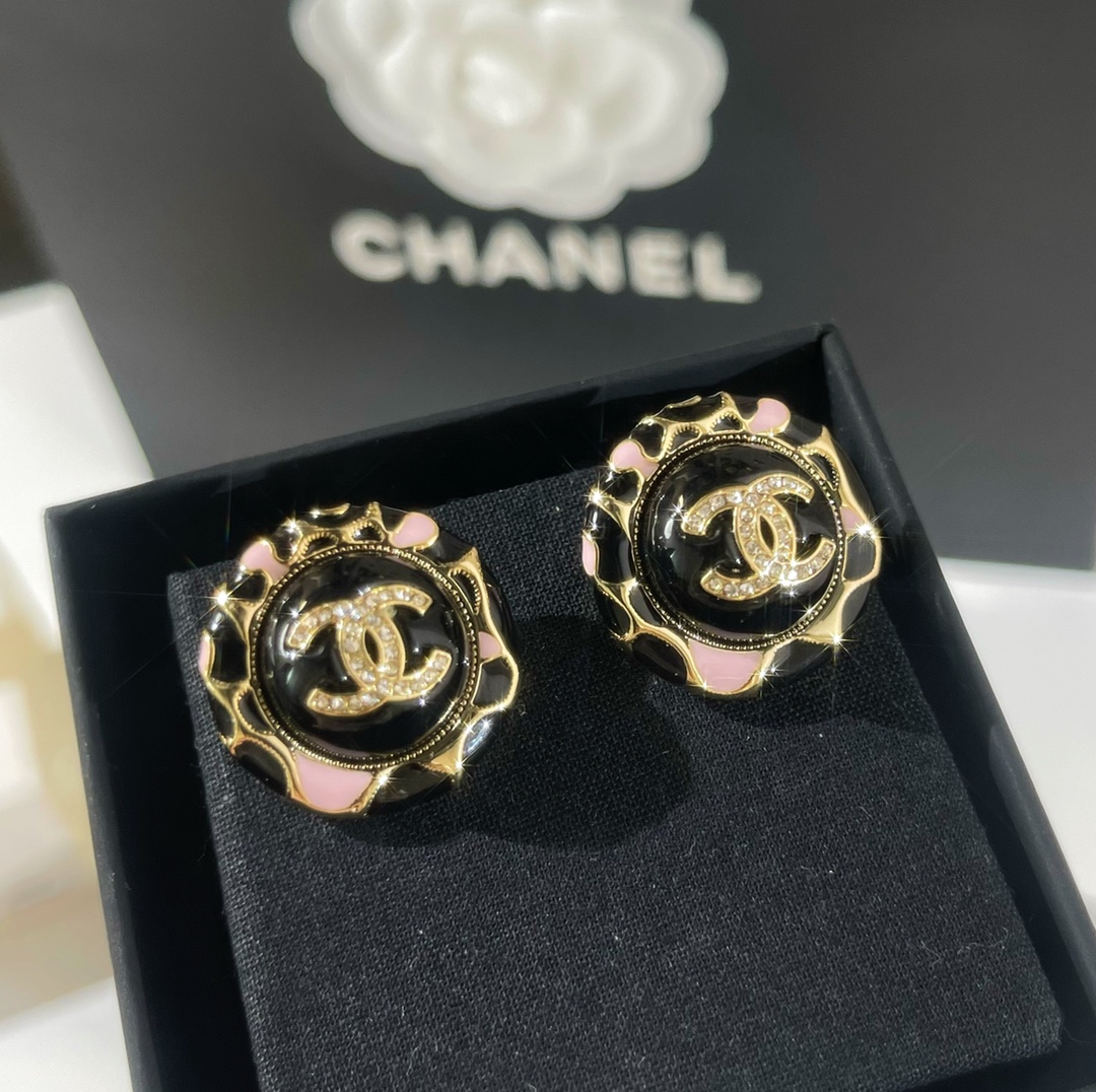 新款☑️CHANEL香奈儿双c豹纹耳钉耳环