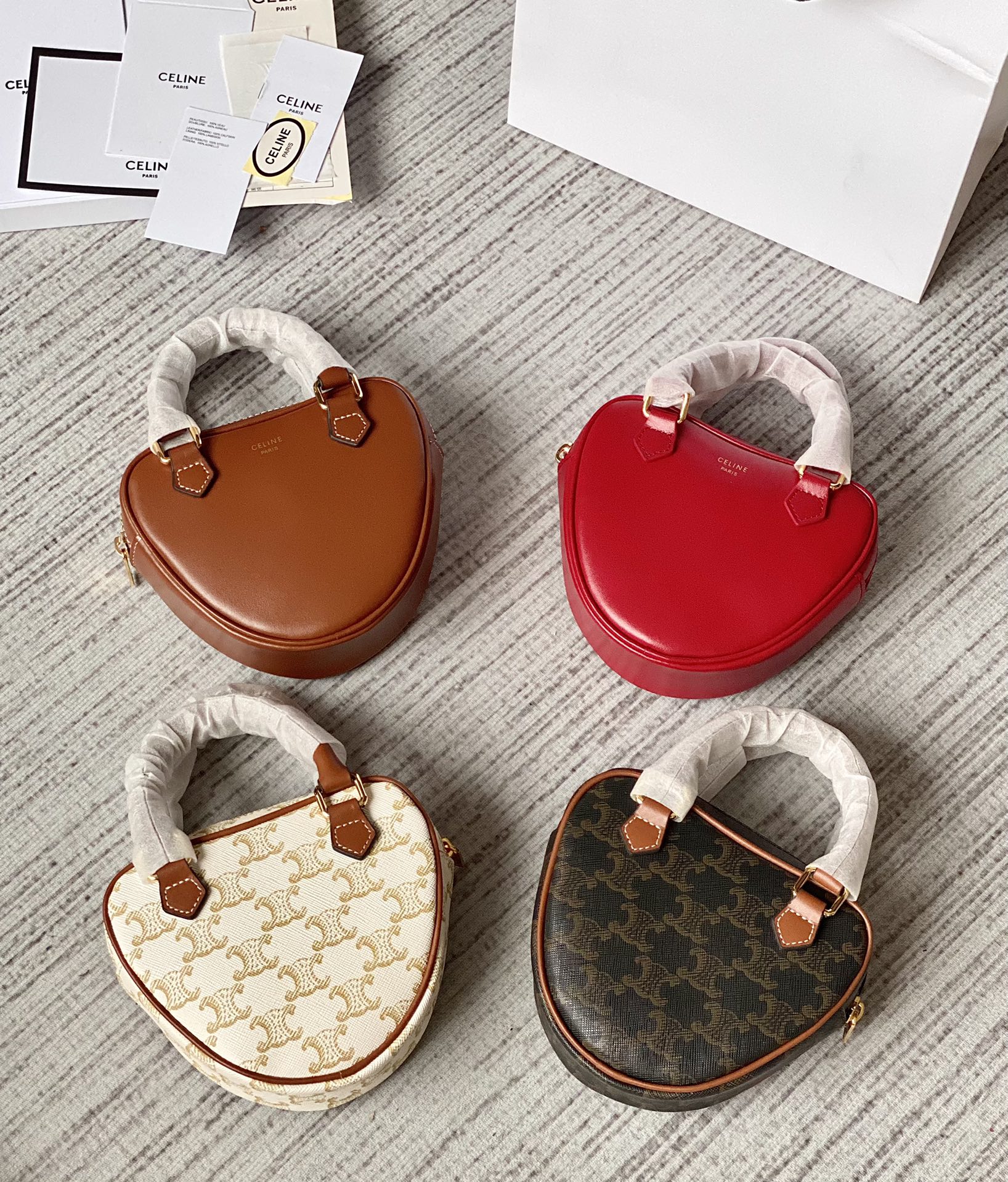 CELINE 2022年情人节限量新年胶囊系列心形手包 198222焦糖色