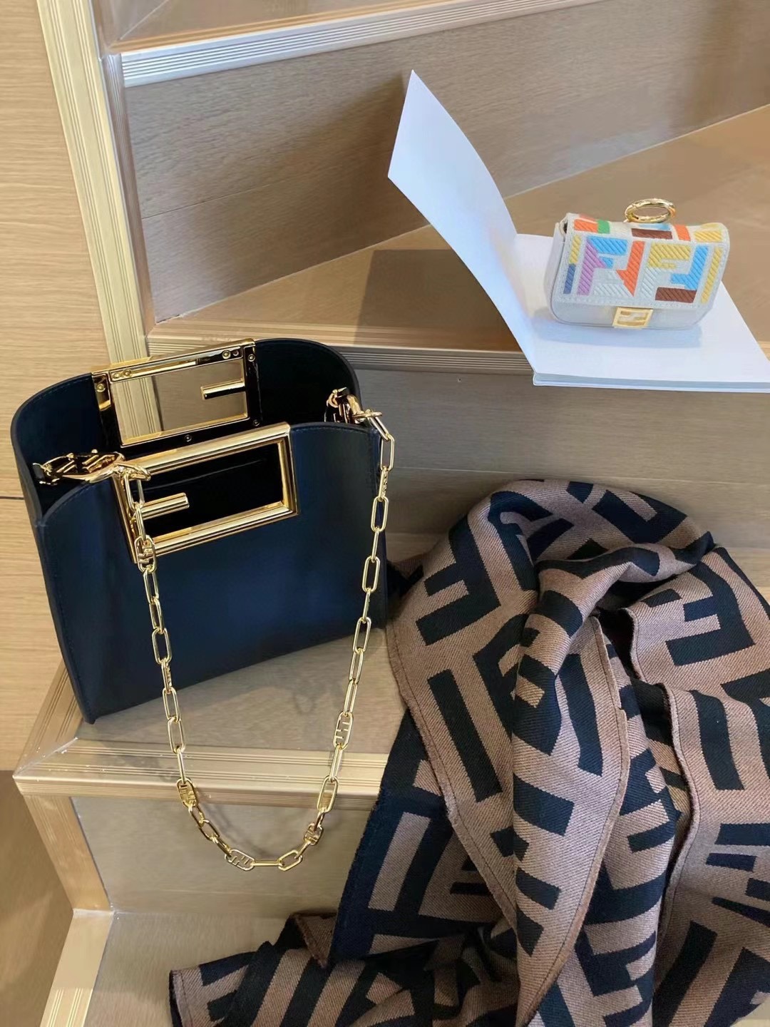 Fendi Way new double F buckle handbag