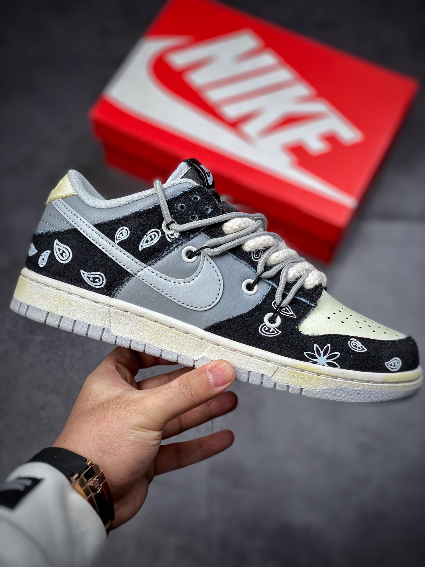 380  Nike Dunk Low vibe做旧 腰果花Vibe主题定制低帮休闲板鞋DH7913-001
