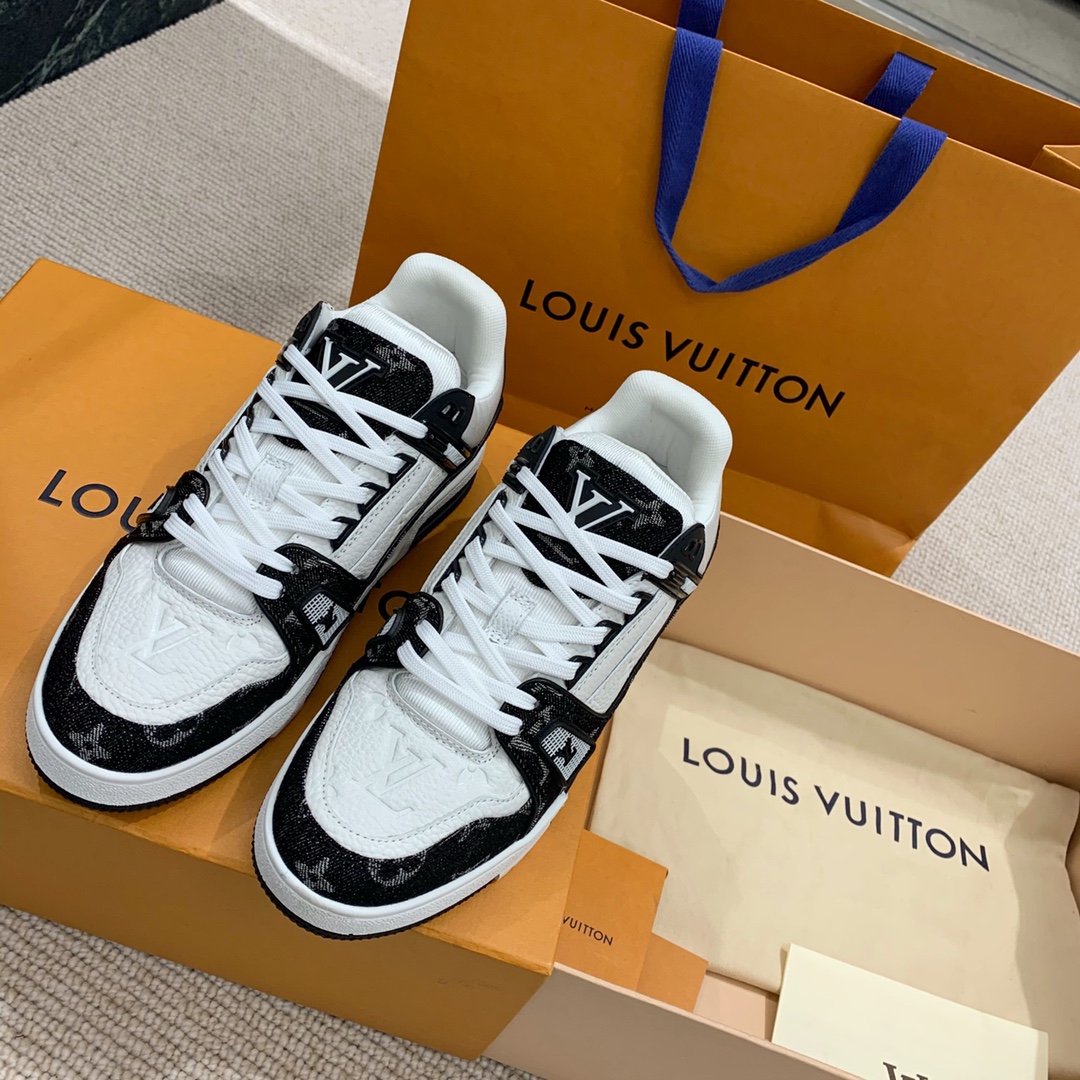 Louis Vuitton Shoes Sneakers Unisex Women Men Calfskin Cowhide Denim TPU Sweatpants
