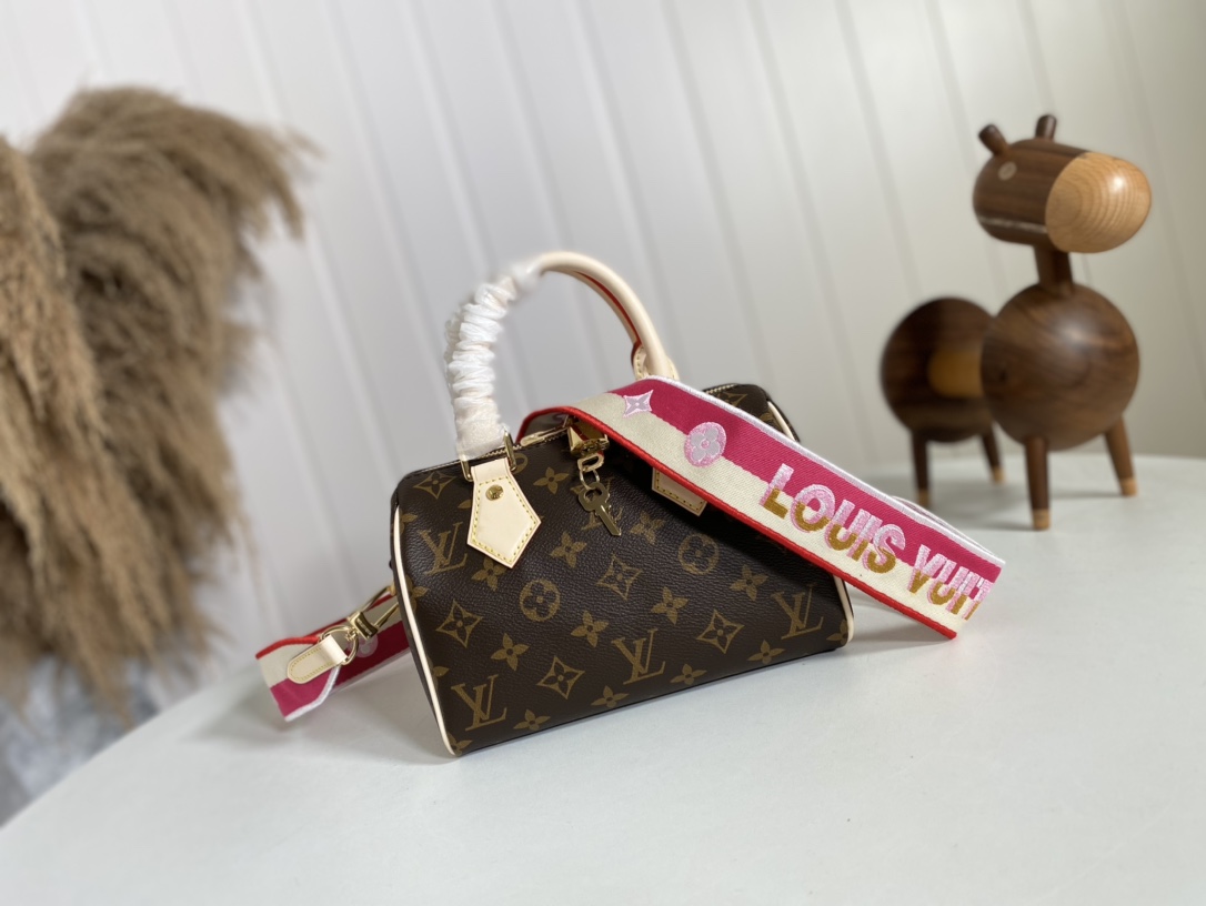 Where Can You Buy replica
 Louis Vuitton LV Speedy Handbags Travel Bags Apricot Color Red Monogram Canvas Cowhide Fabric M45957