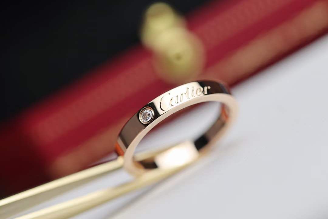 Cartier Cartier/卡地亚 窄版单钻签名戒指 双色