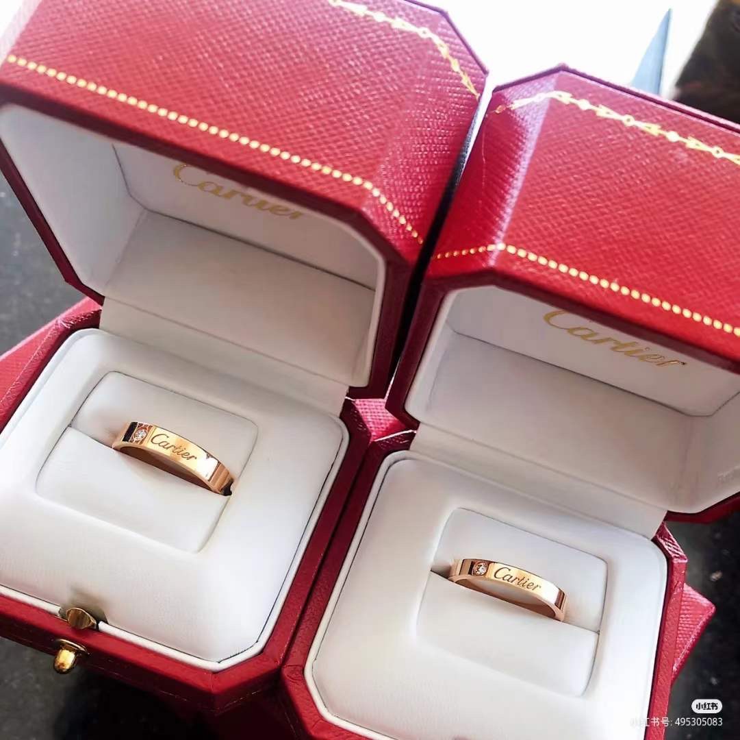 Cartier Cartier/卡地亚 窄版单钻签名戒指 双色