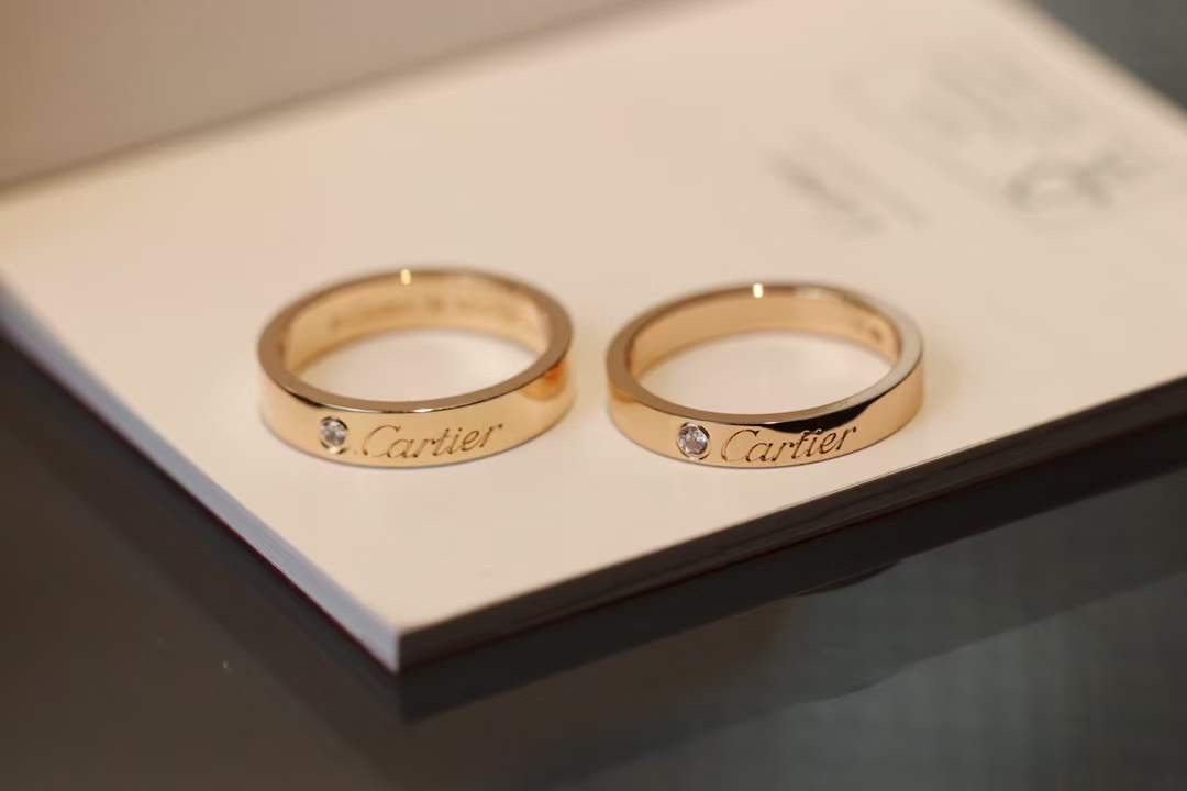 Cartier Cartier/卡地亚 窄版单钻签名戒指 双色
