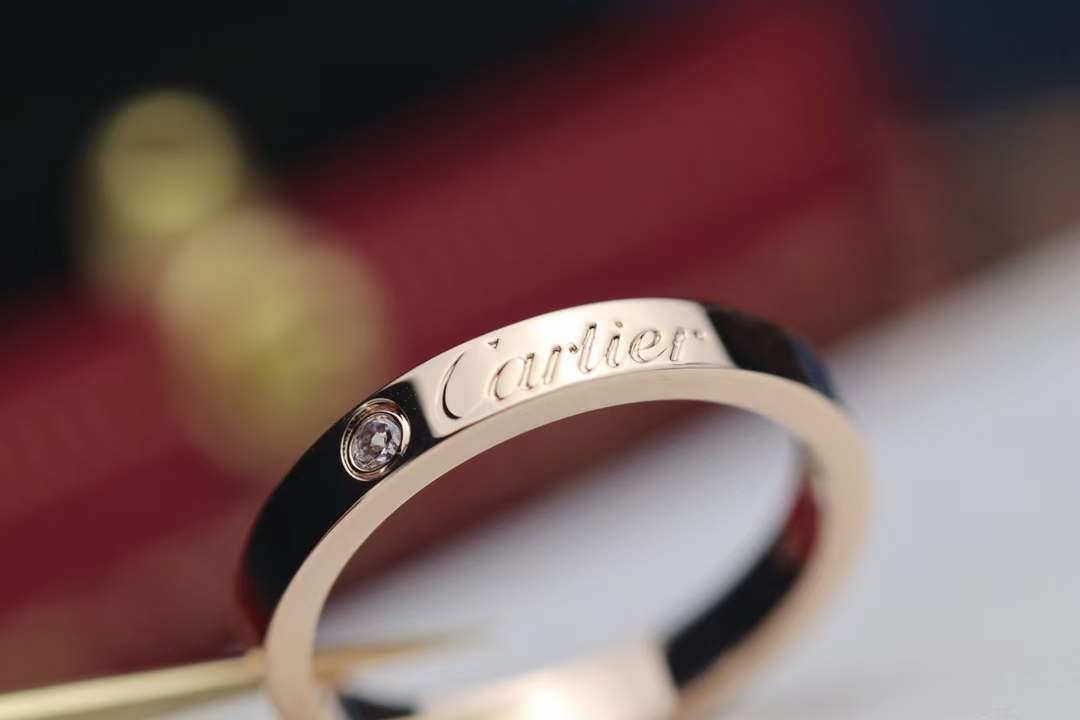 Cartier Cartier/卡地亚 窄版单钻签名戒指 双色