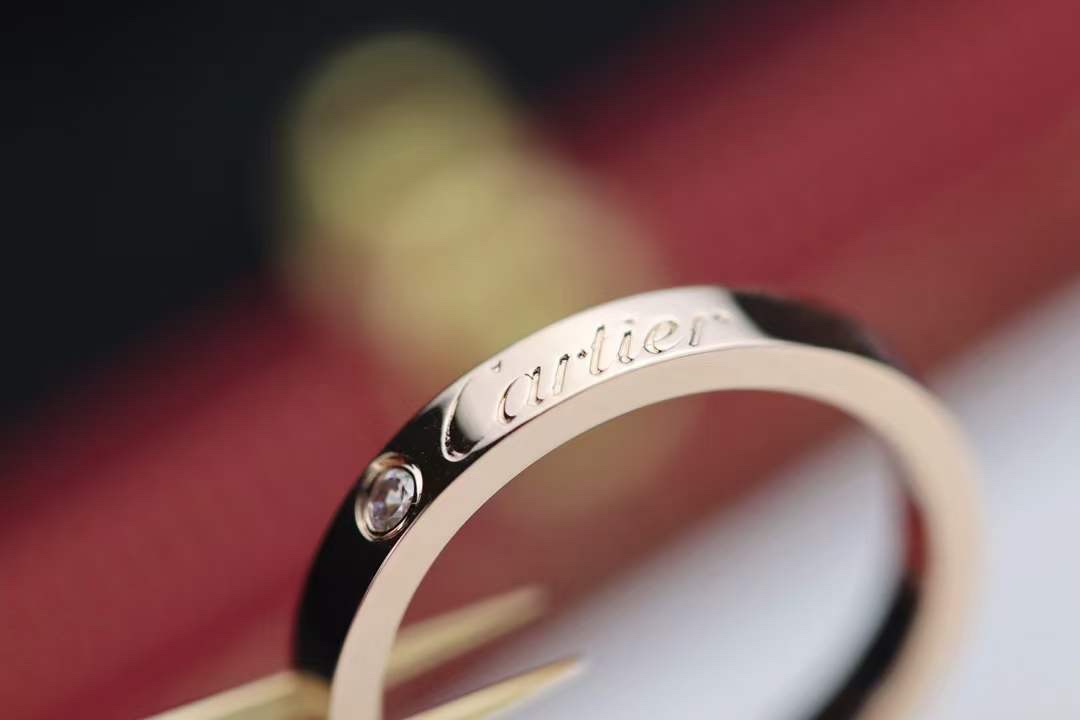 Cartier Cartier/卡地亚 窄版单钻签名戒指 双色