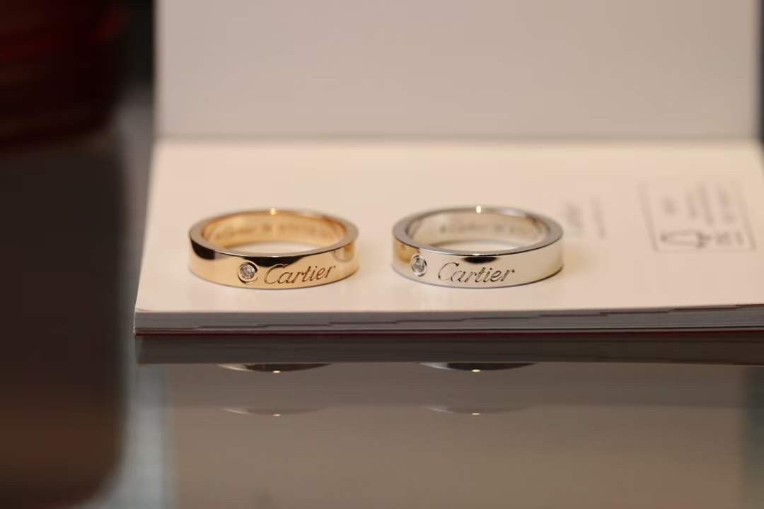 Cartier Cartier/卡地亚 窄版单钻签名戒指 双色