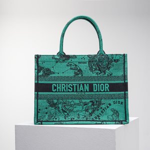 Dior Book Tote Perfect Tote Bags Black Green Embroidery
