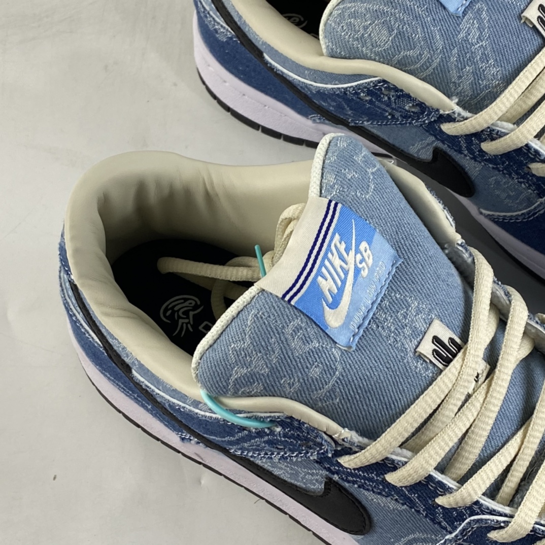 P240  Circlecustom x Nike Dunk Low 联名定制款腰果花牛仔低帮滑板鞋BQ6817-168