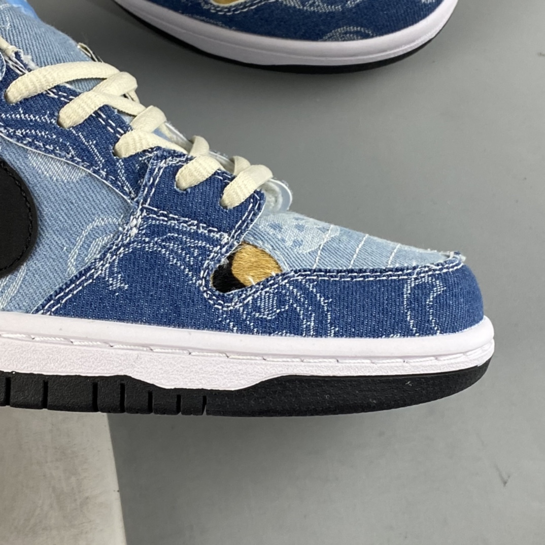 P240  Circlecustom x Nike Dunk Low 联名定制款腰果花牛仔低帮滑板鞋BQ6817-168