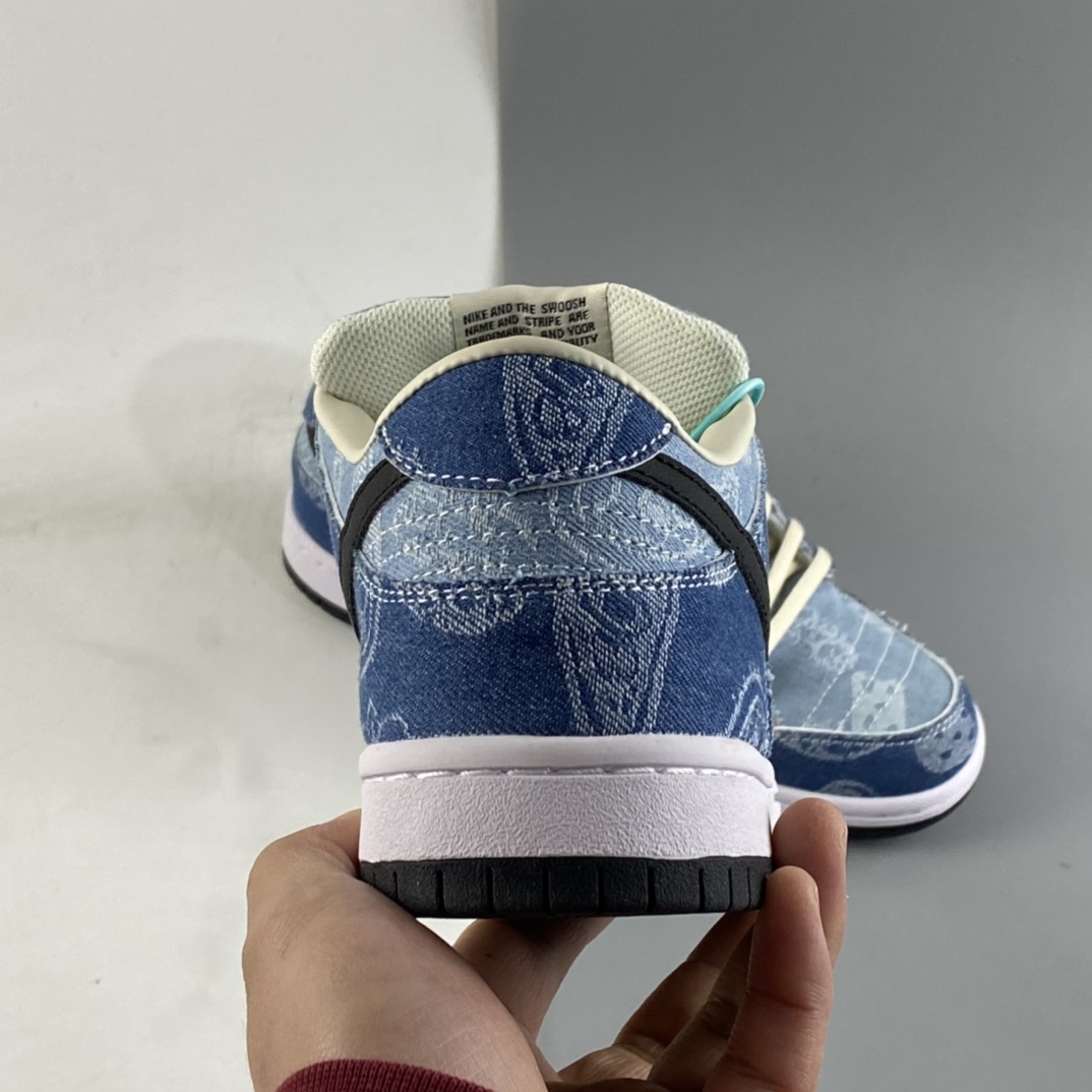 P240  Circlecustom x Nike Dunk Low 联名定制款腰果花牛仔低帮滑板鞋BQ6817-168