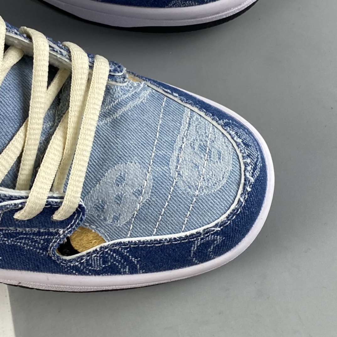 P240  Circlecustom x Nike Dunk Low 联名定制款腰果花牛仔低帮滑板鞋BQ6817-168