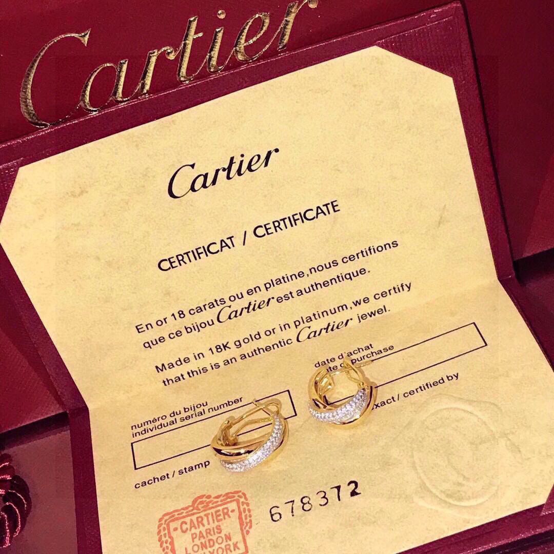 Cartier Trinity Earrings, Tri-Color Gold Interlocking Hoops with Diamond Pavé 7 i1648133663 5240 5