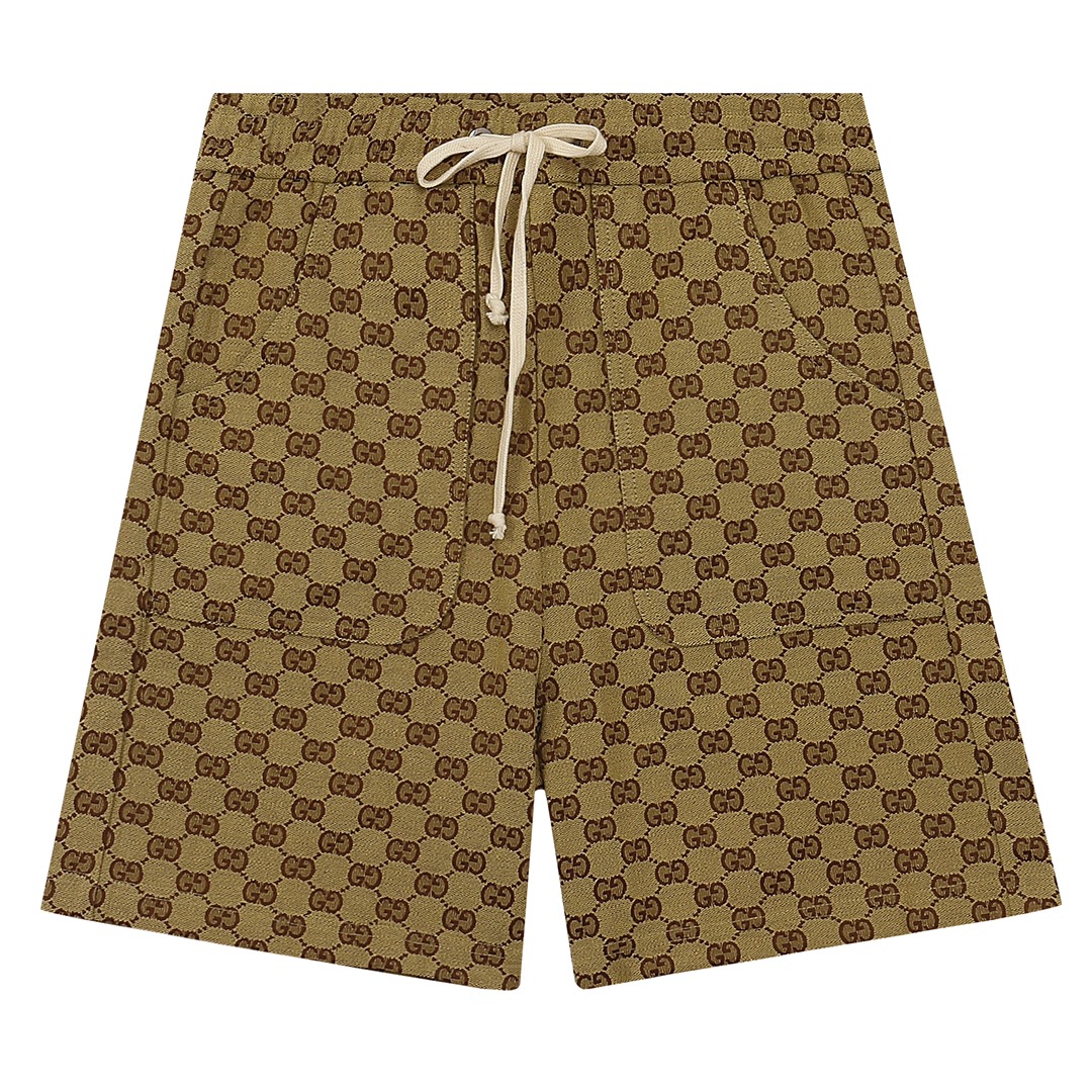 GUCC古*2023SS pantalones cortos de primavera/verano nuevos, edición conjunta con The North Face, tela de doble G con pat…