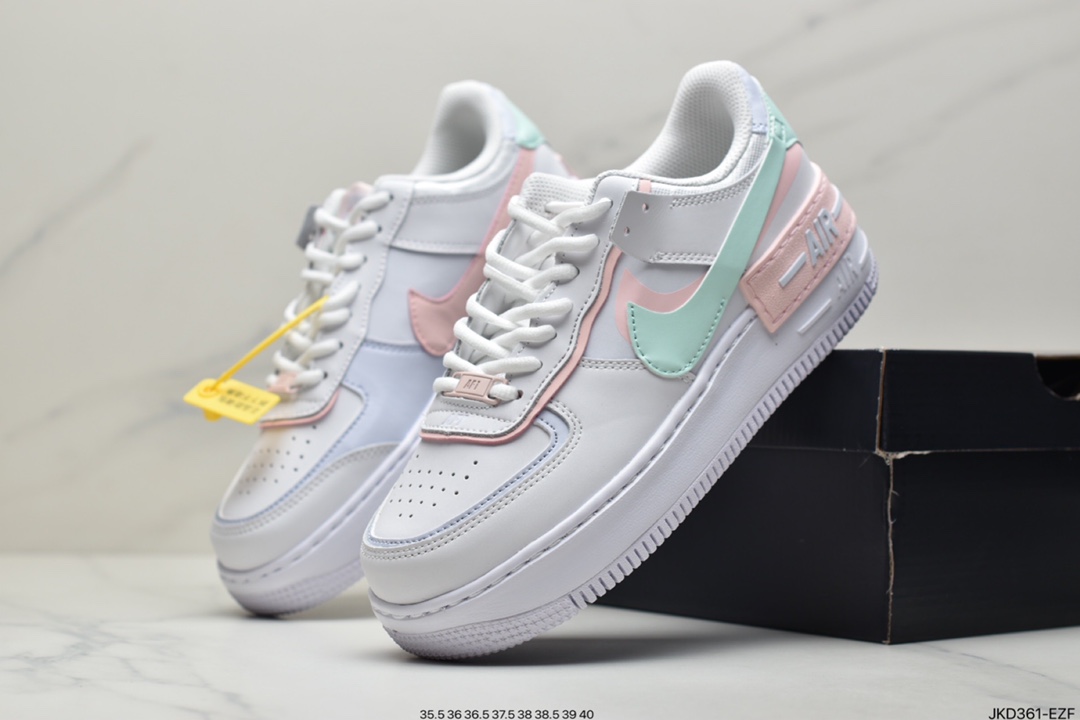 160 Air Force 1 Shadow 白蓝粉轻量增高低帮百搭板鞋”拼接马卡龙” CI0919-106
