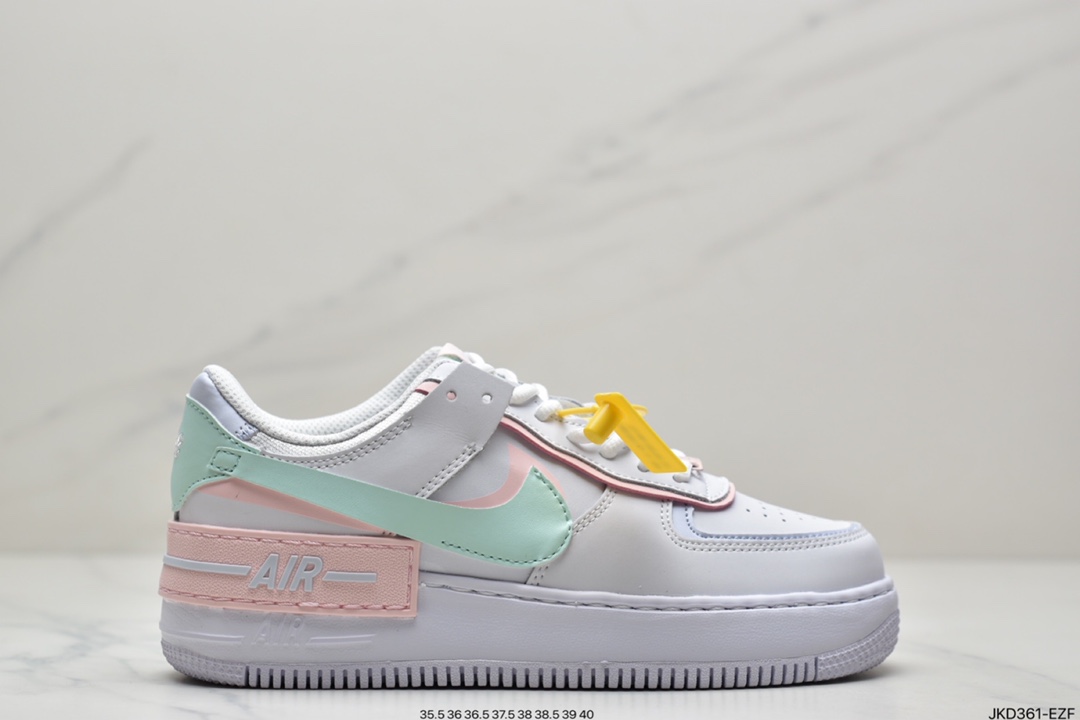 160 Air Force 1 Shadow 白蓝粉轻量增高低帮百搭板鞋”拼接马卡龙” CI0919-106