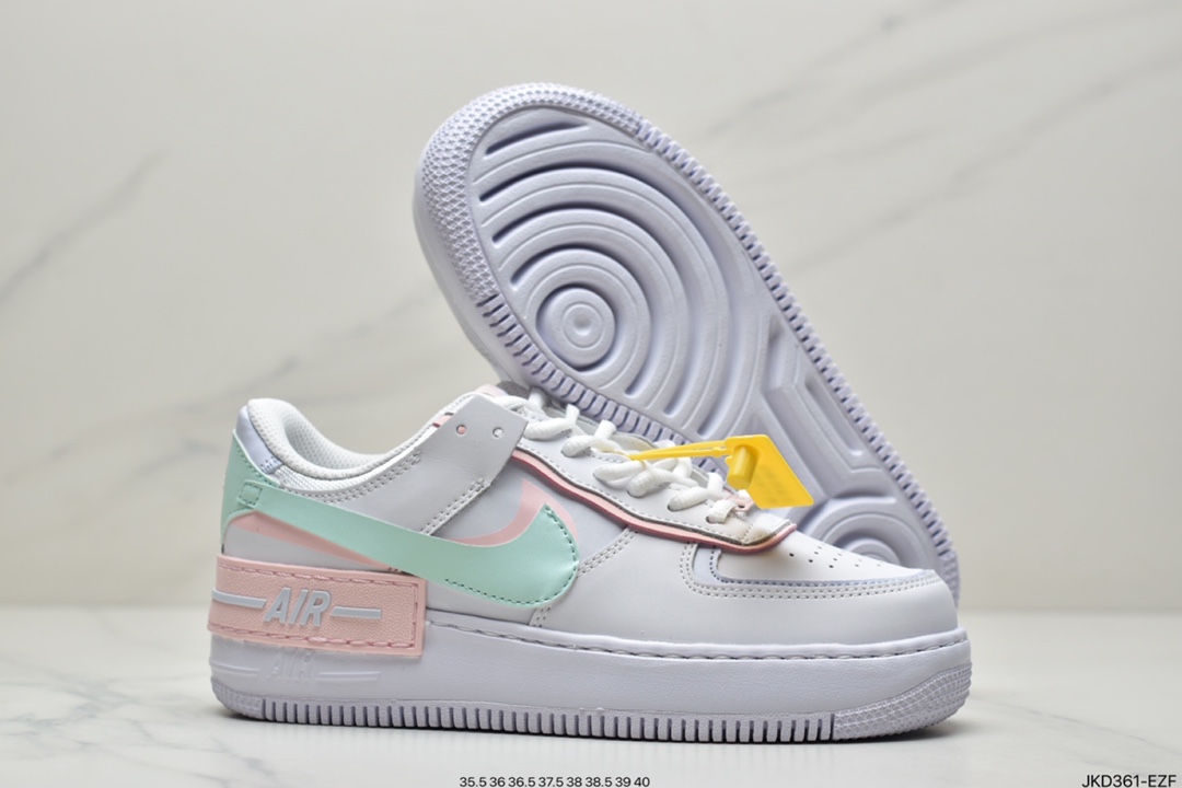 160 Air Force 1 Shadow 白蓝粉轻量增高低帮百搭板鞋”拼接马卡龙” CI0919-106
