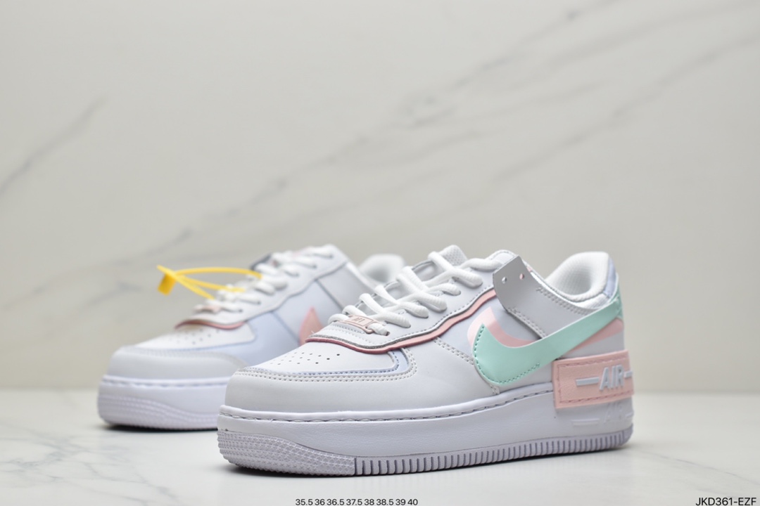 160 Air Force 1 Shadow 白蓝粉轻量增高低帮百搭板鞋”拼接马卡龙” CI0919-106