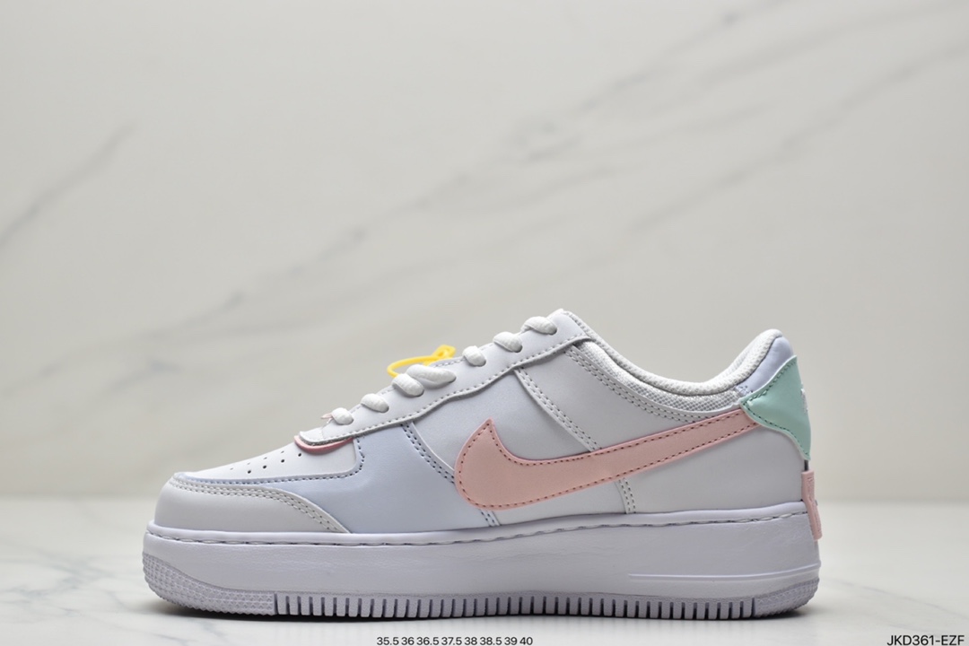 160 Air Force 1 Shadow 白蓝粉轻量增高低帮百搭板鞋”拼接马卡龙” CI0919-106