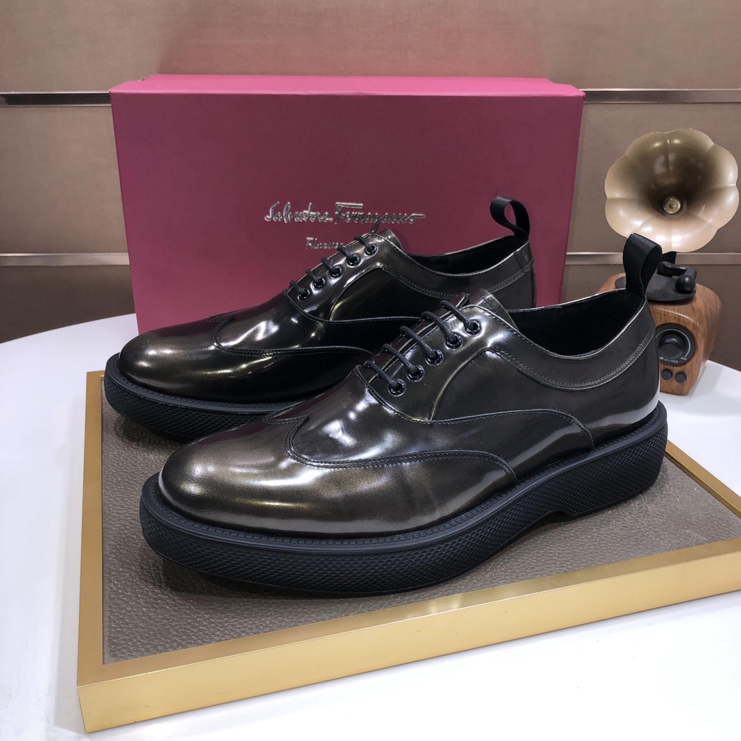 L0 Ferragamo原单版本菲拉格慕男士商务休闲皮鞋，顶级牛货.1:1出货⬆️奢华尊贵👞全部采用进口原版品牌皮料，只为打造更为舒适的穿着体验，鞋面：原版进口开边珠牛皮制作➕顶级进口水染全牛里，全真皮沿条，原版半真皮大底✔️ 3️⃣色可选