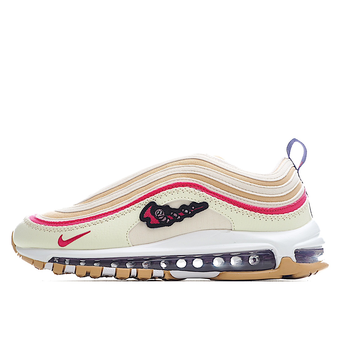 H5 NK Air Max 97 Air Sprung “Iron Grey” 米紫刺绣 子弹气垫运动跑步鞋 以铁灰、微粒灰、亮黄与蓝色帆布、皮革拼接鞋面 鞋侧的毛毛虫缠绕 Swoosh Logo 以及左右鞋舌带有 “Air Sprung”字样、蝴蝶和毛毛虫以趣味的图案呈现 演绎美好春日细节 助你打造耳目一新的出众风格。