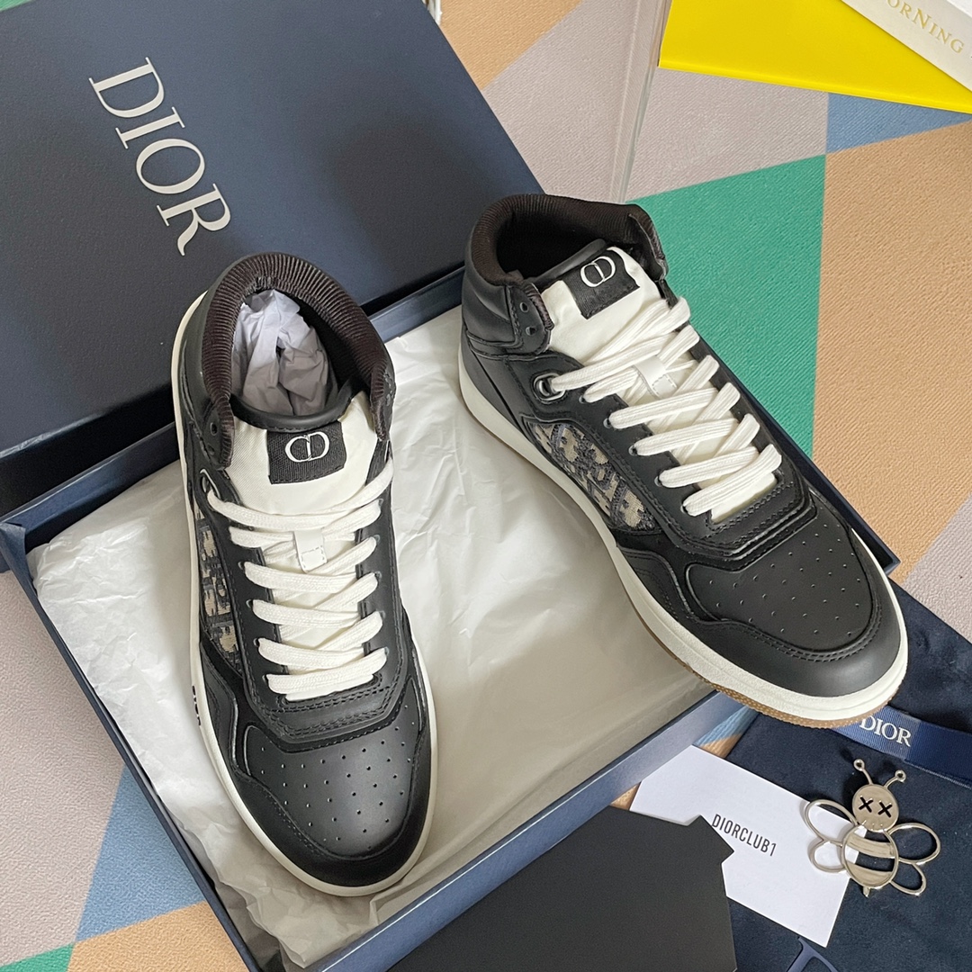 Dior Skateboard Shoes Air Jordan Embroidery Unisex Calfskin Cowhide TPU Oblique High Tops