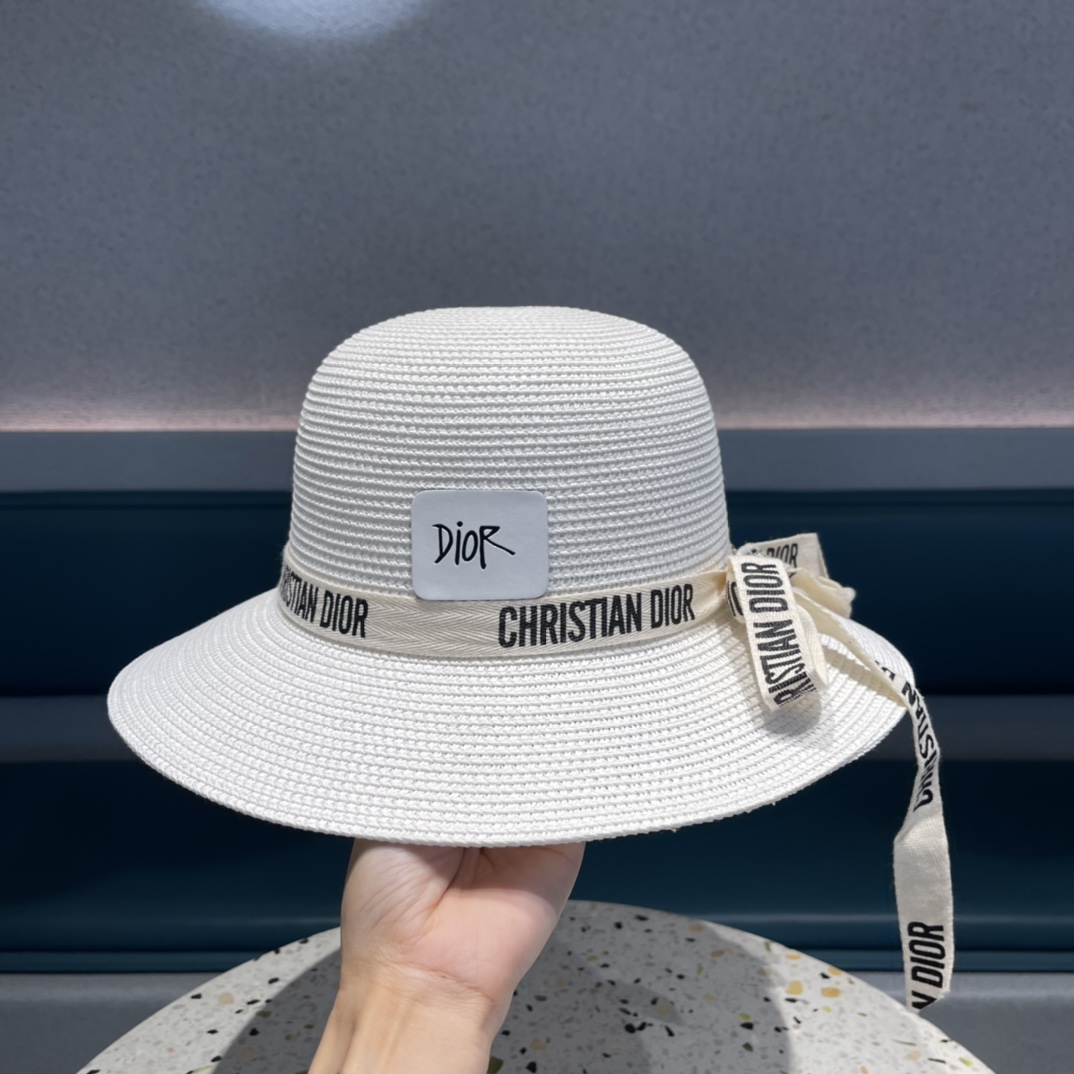 Dior迪奥草帽，夏季新款太阳帽，草帽，高级定制，蓝色 杏色，头围57cm