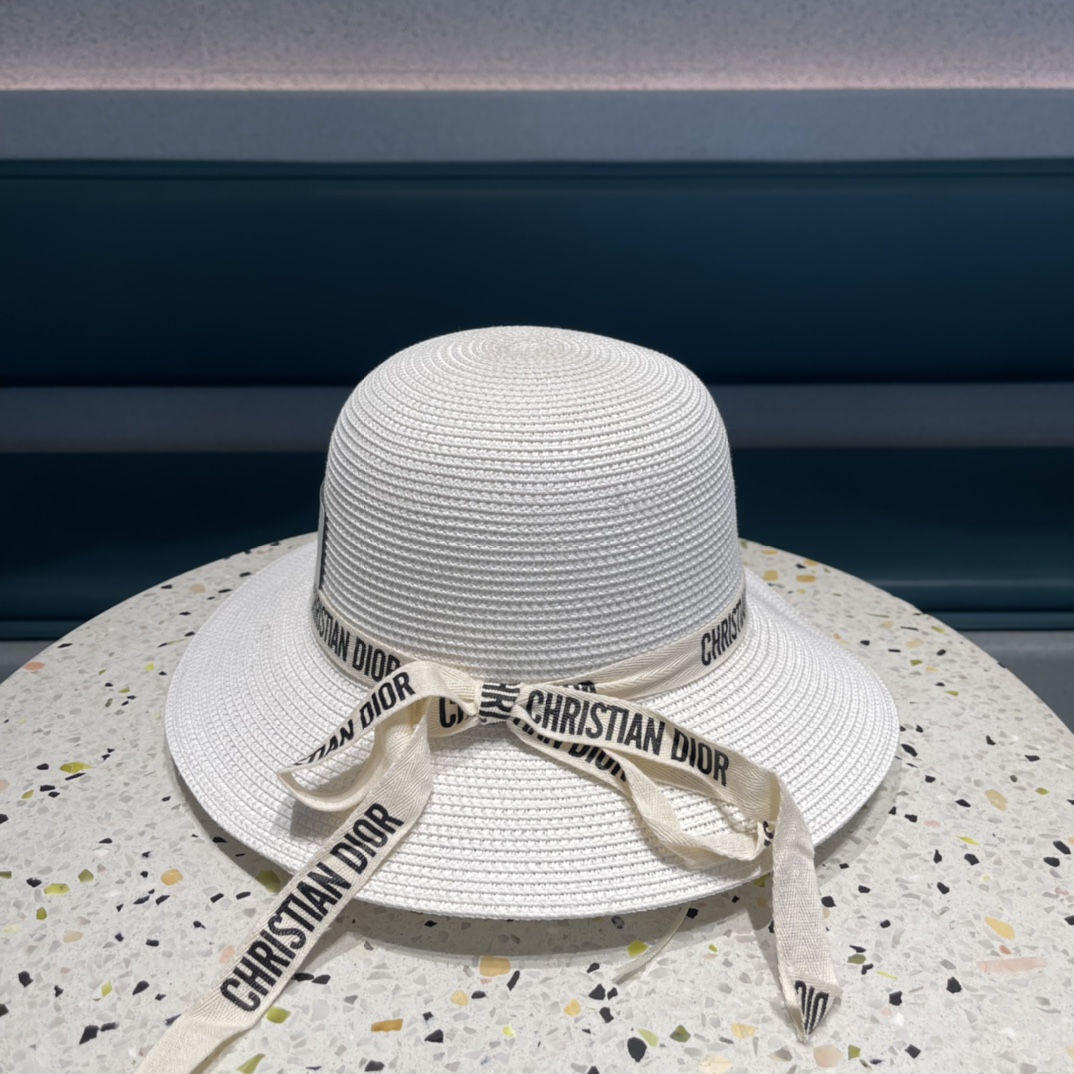 Dior迪奥草帽，夏季新款太阳帽，草帽，高级定制，蓝色 杏色，头围57cm