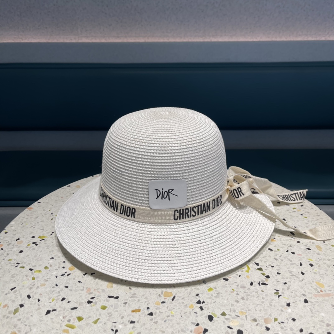 Dior迪奥草帽，夏季新款太阳帽，草帽，高级定制，蓝色 杏色，头围57cm